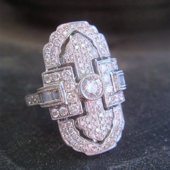 🎀  Fashionable 925 Silver Plated CZ Wedding Ring for Women, FB16FA1033 - Picture 1 of 5